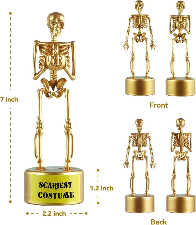 ASONA 12 Pcs Halloween Trophy Awards, 6 Skeleton Trophies 6 Award Medals 1 Marker Pen, Costume Contest Trophies for Kids Adults, Halloween Party Supplies, Table Decorations Classroom Rewards Treats for Kids - Image 3